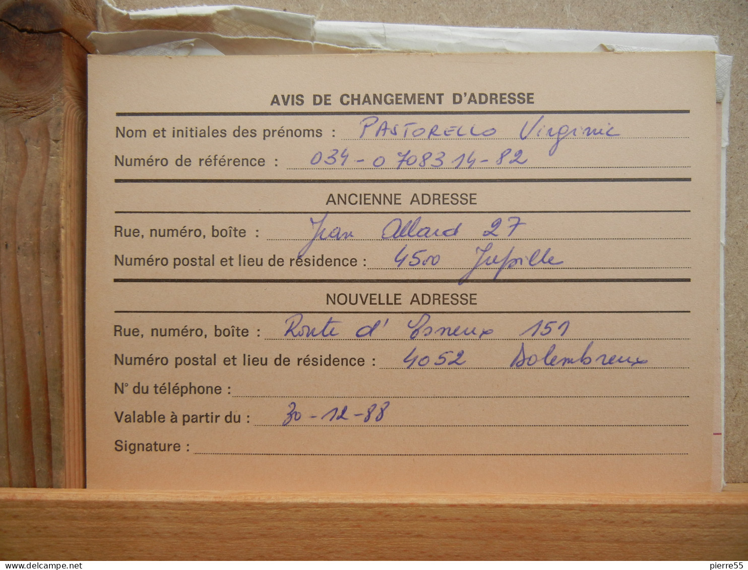 EP - Avis Changement Adresse - 9Fr Orange Lion Héraldique Non Oblitéré 1988 - Adressenänderungen