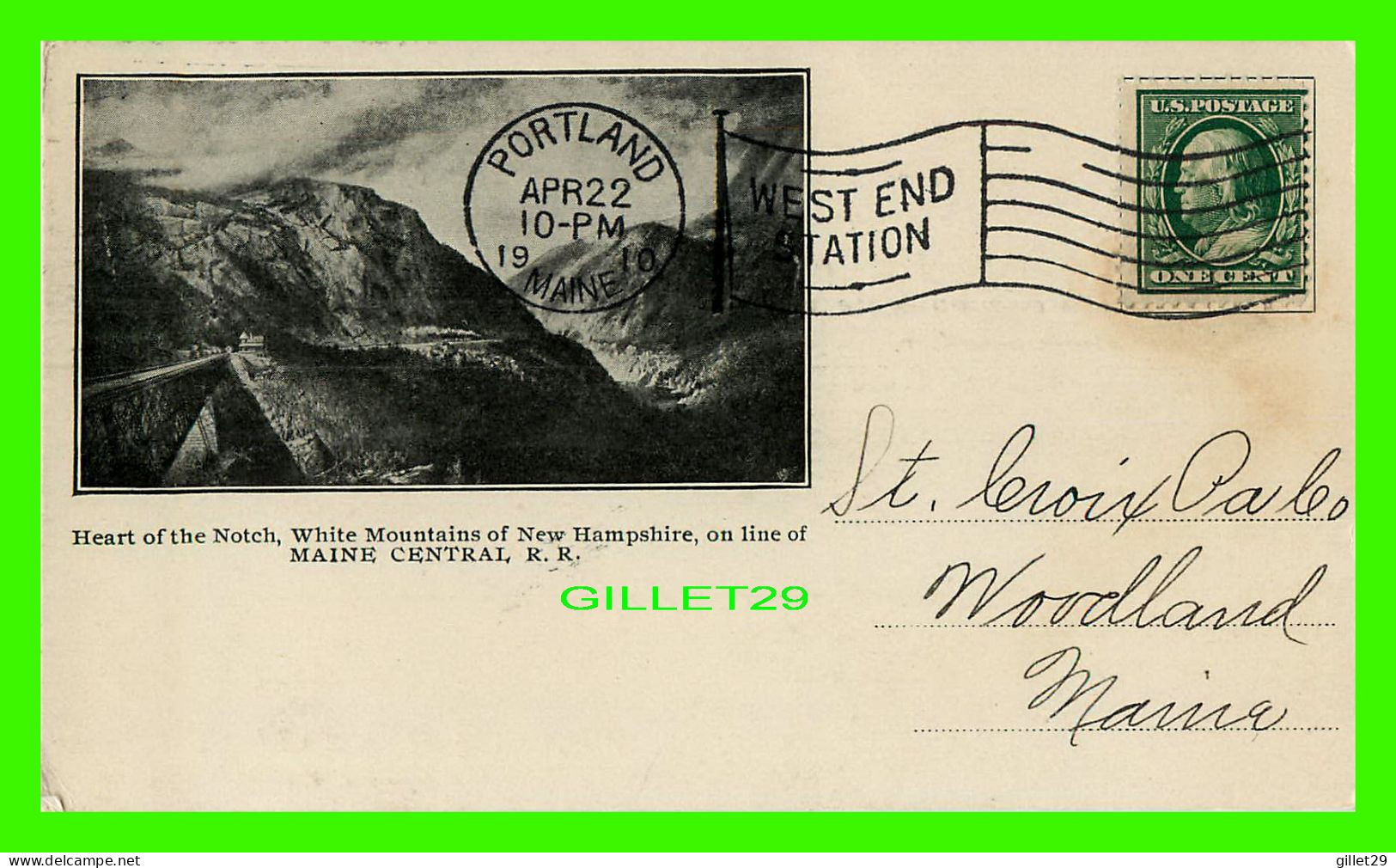 WHITE MOUNTAINS, NH - HEART OF THE NOTCH ON LINE OF MAINE CENTRAL, R. R. - TRAVEL IN 1910 - - White Mountains