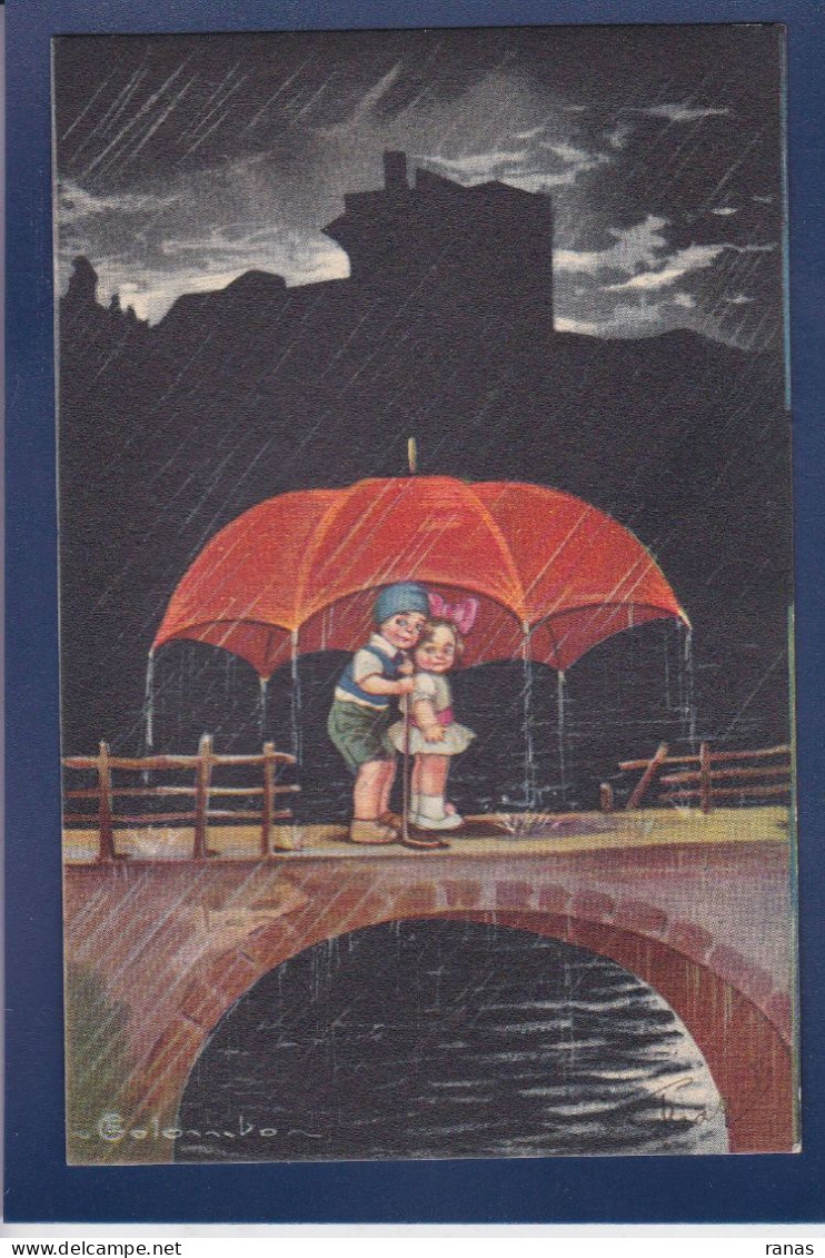 CPA Colombo Illustrateur Italien Enfants Parapluie écrite 1743-3 - Colombo, E.