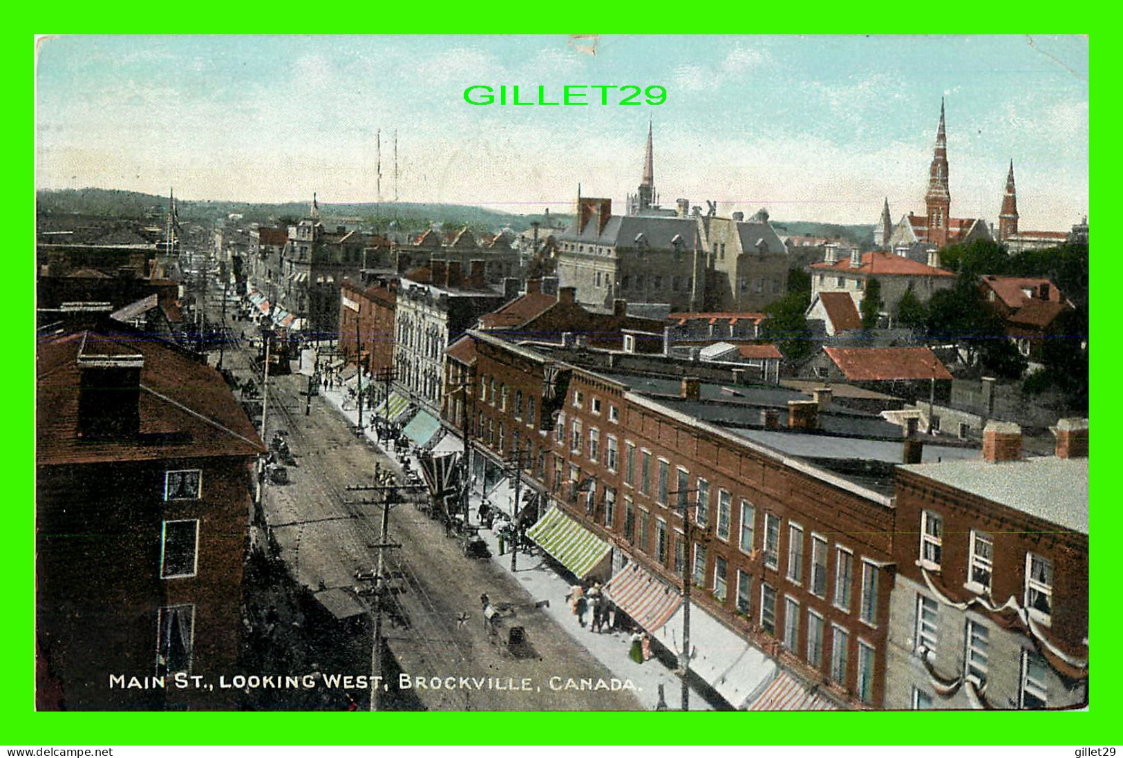 BORCKVILLE, ONTARIO - MAIN STREET LOOKING WEST - ANIMATED WITH PEOPLES - TRAVEL IN 1913 - - Brockville