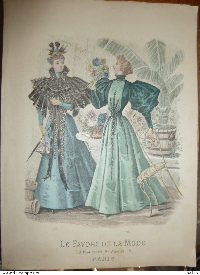 Le Favori De La Mode - Gravure D'époque XIXème ( Déstockage Pas Cher) Réf; B 106 - Voor 1900