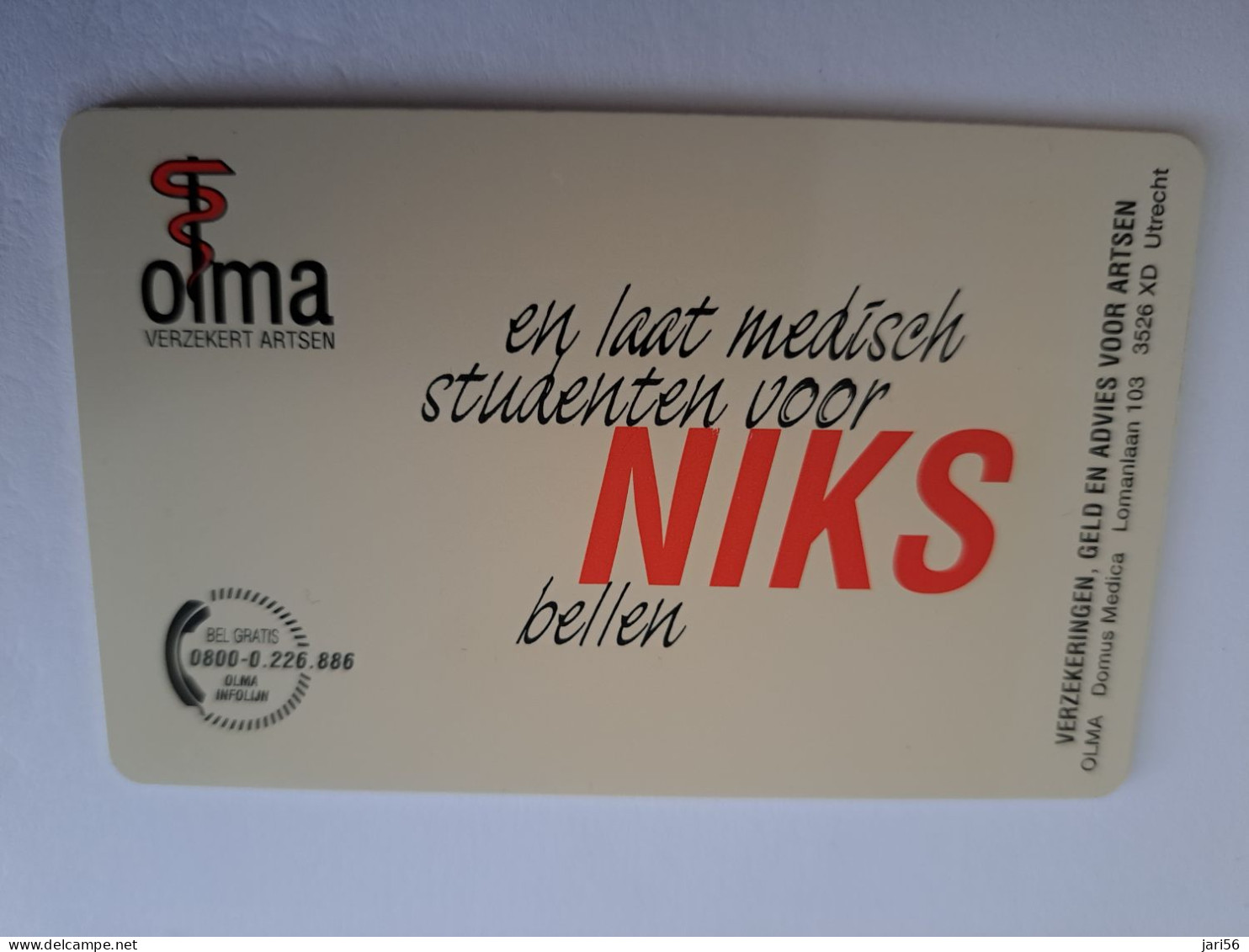 NETHERLANDS / CHIP ADVERTISING CARD/ HFL 5,00  / OLMA/ MEDICAL STUDENTS    /     CRE 451** 14598** - Privadas