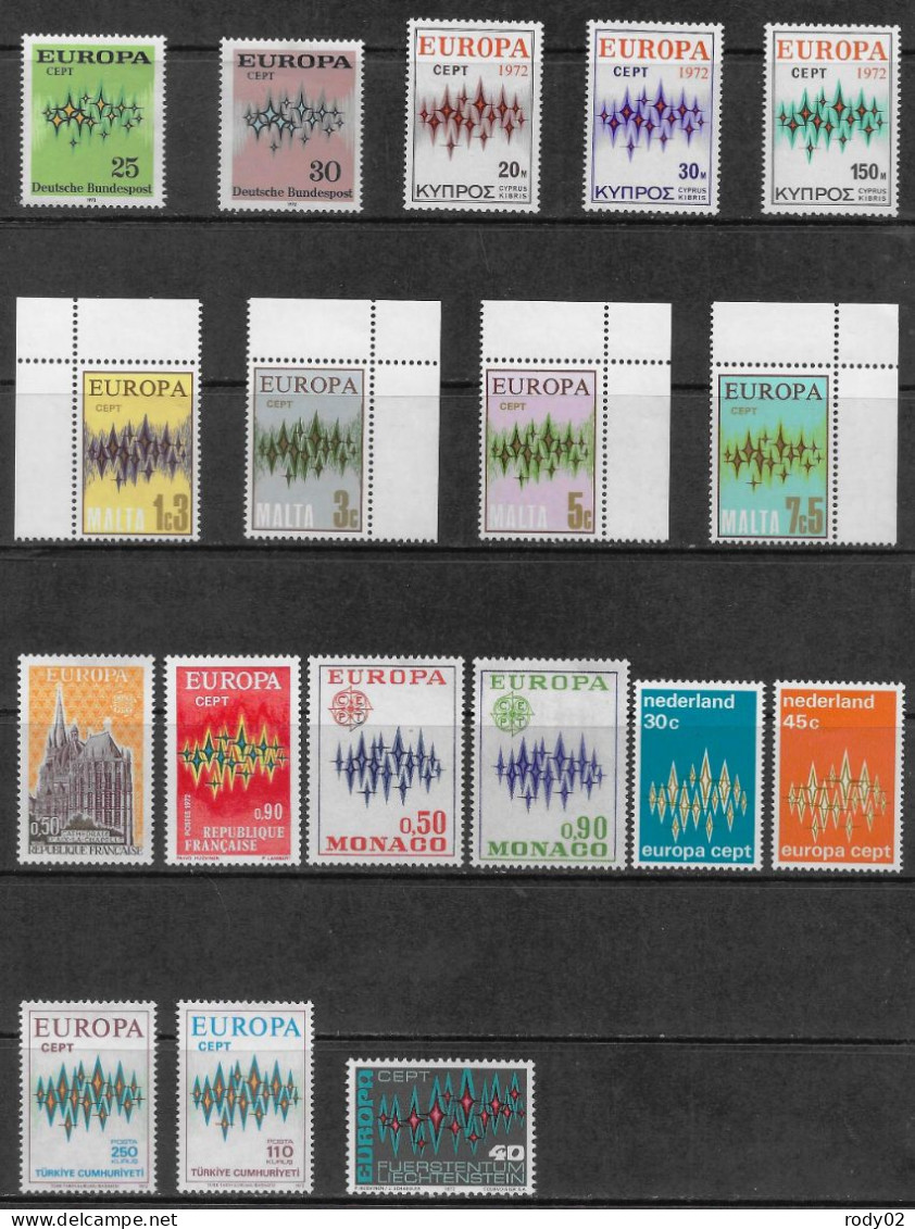 EUROPA CEPT - ANNEE 1972 - 18 VALEURS - NEUF** MNH - 1972