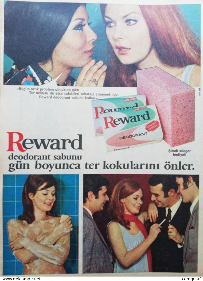 Reward SOAP ADVERTISING/ SWEDISH FEMALE ACTRESS "Eva Bender"-Deodorant Soap Prevents Sweat Odors Throughout The Day-1970 - Beauty Products