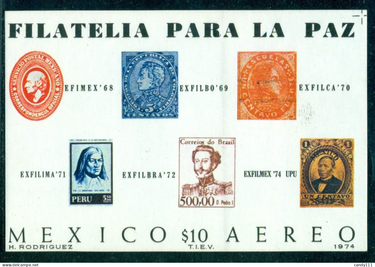 Mexico 1974 Inter-American Stamp Exhibition EXFILMEX '74,Mi Bl.21,MNH - Autres & Non Classés