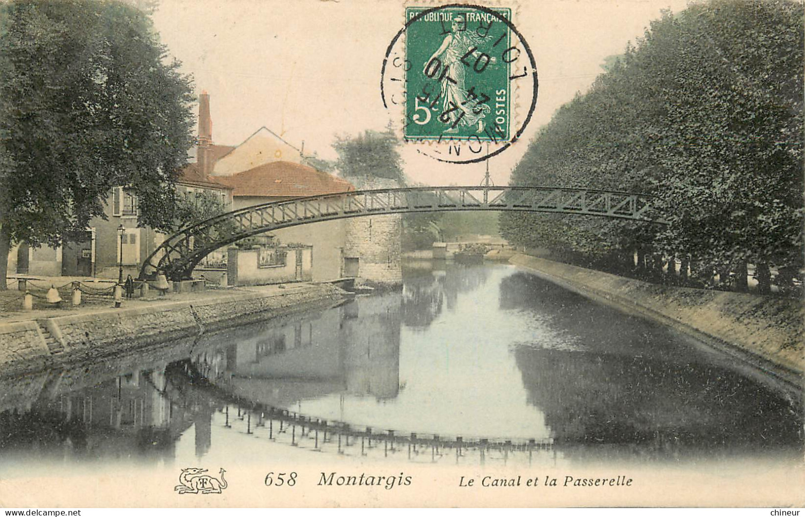 MONTARGIS LE CANAL ET LA PASSERELLE CARTE COLORISEE - Montargis