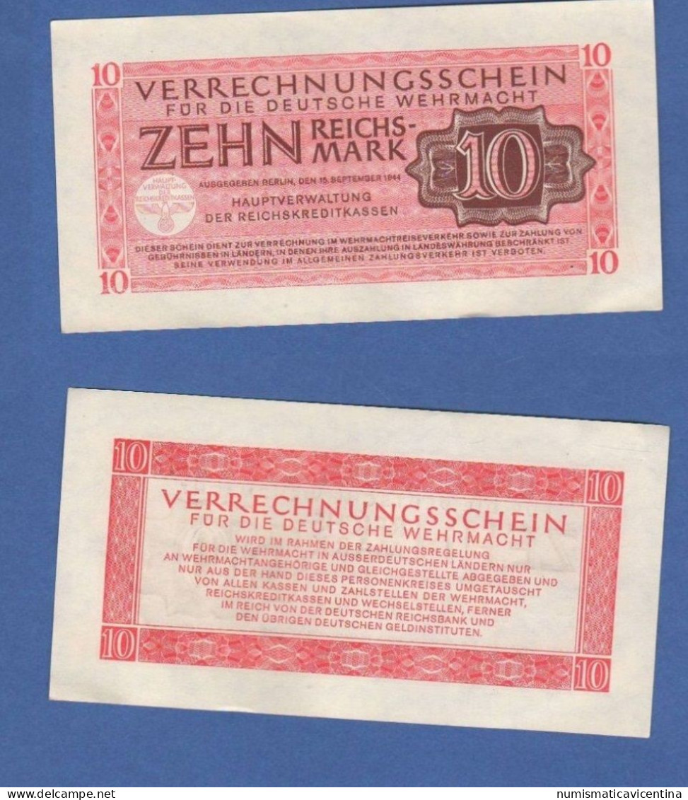 10 Reichsmark 1944 GERMANIA GERMANY Biglietto Di Compensazione Wehrmacht BankNotes - Verrechnungsscheine - Dt. Wehrmacht