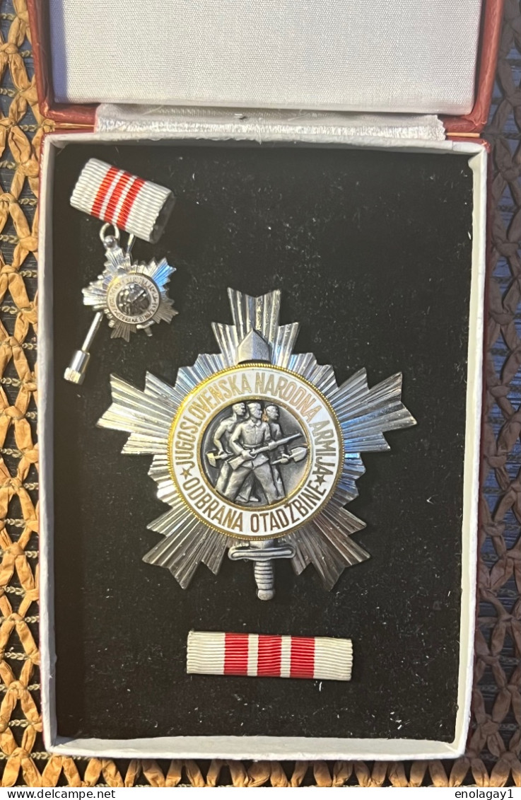 Yugoslav Order Of People's Army With Silver Star In Box With Miniature And Ribbon SFRY Serbia - Altri & Non Classificati