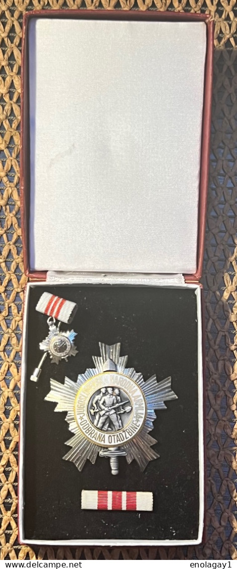 Yugoslav Order Of People's Army With Silver Star In Box With Miniature And Ribbon SFRY Serbia - Sonstige & Ohne Zuordnung