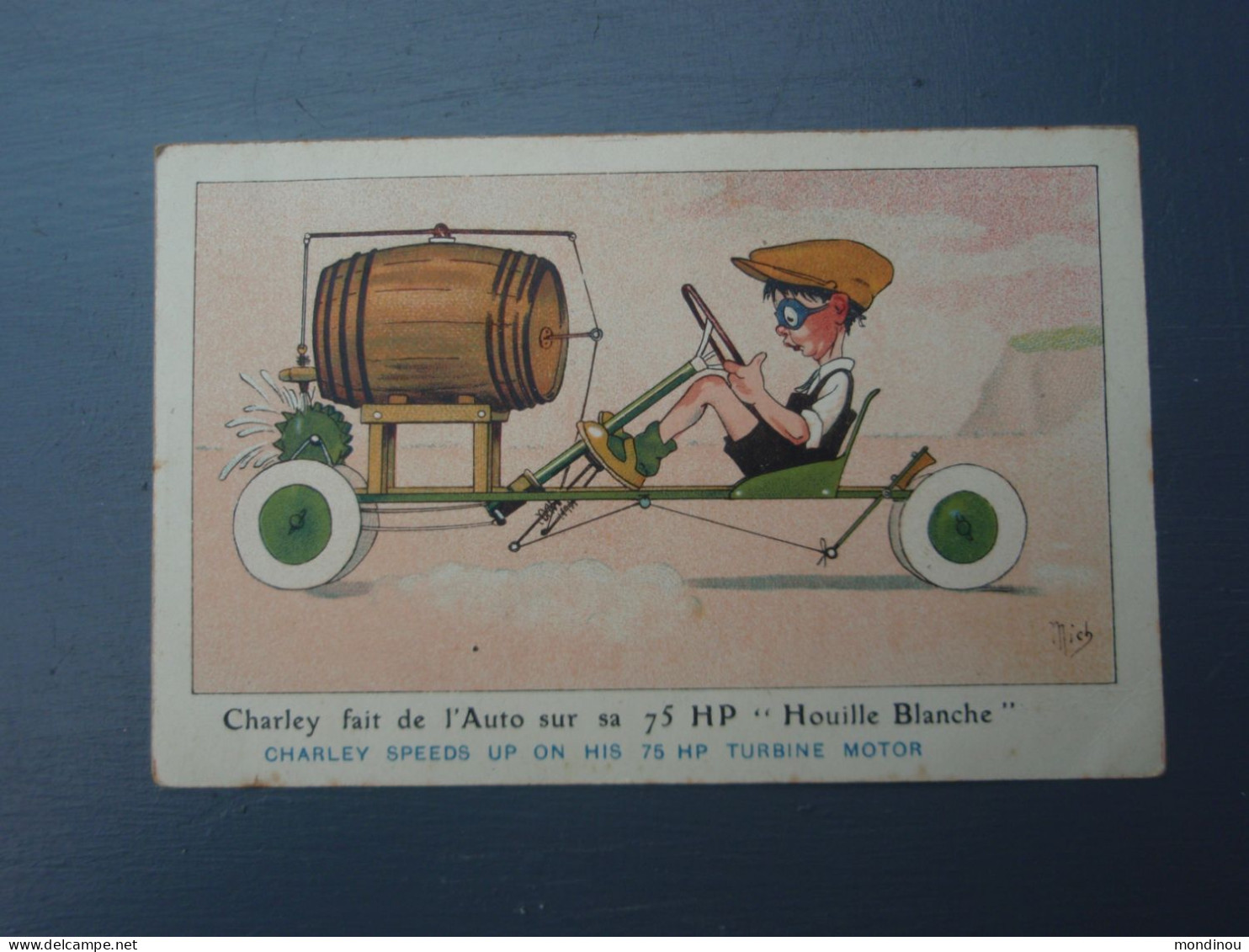 Cpa Charley Fait De L'Auto Sur 75 HP " Houille Blanche " L'Automobilisme En L'an 2000 - Mich