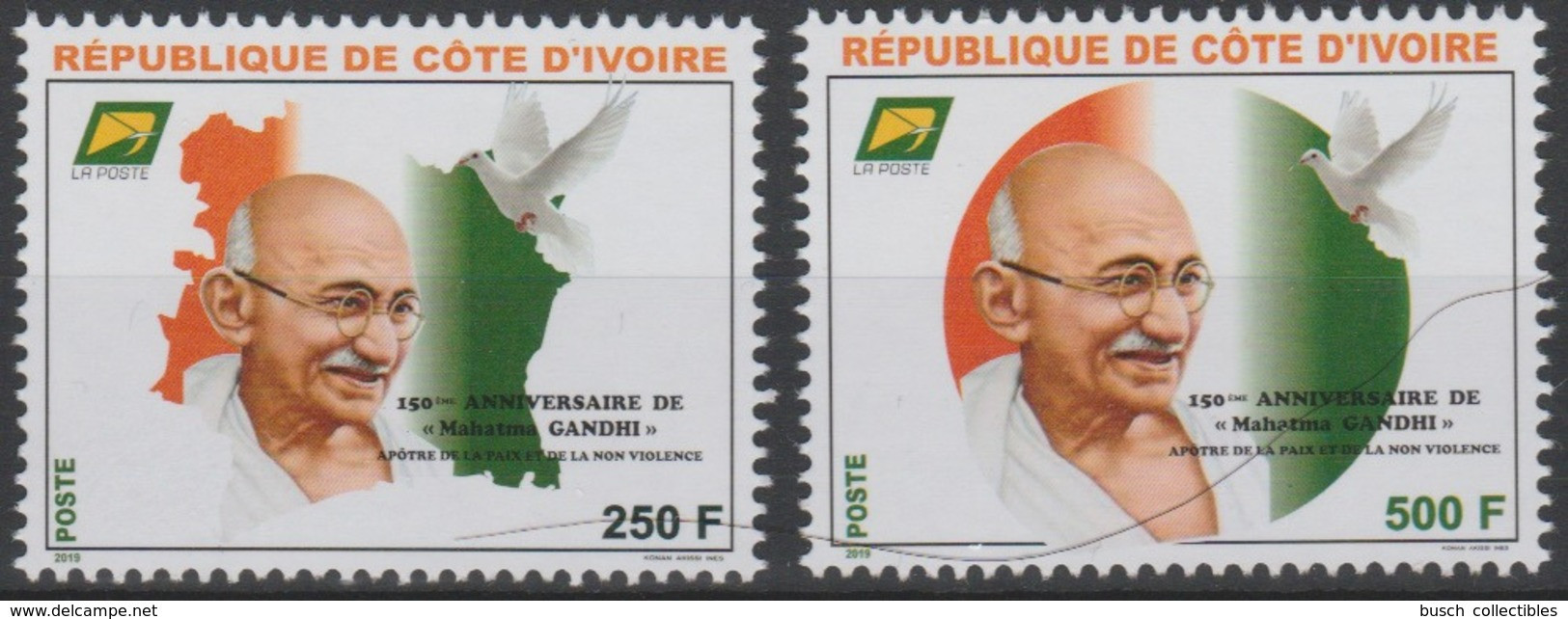 Côte D'Ivoire Ivory Coast 2019 Mi. ? 150ème Anniversaire Mohandas Mahatma Gandhi Peace Dove Bird Frieden Paix Oiseau - Ivory Coast (1960-...)