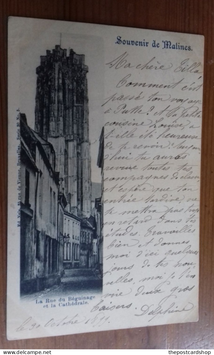 Belgique Belgie MECHELEN MALINES Souvenir De Malines 1899 LA RUE DU BEGUINAGE ET LA CATHEDRALE - Malines