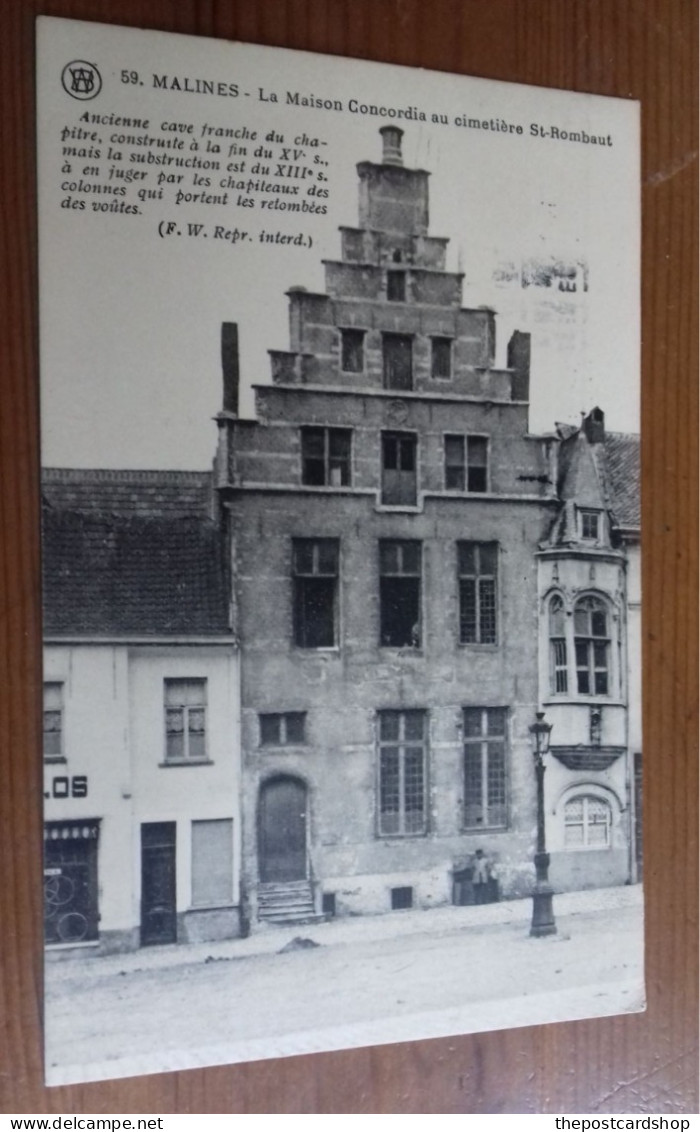 Mechelen Malines La Maison Concordia Au Cimetière St-Rombaut USED 1929 - Mechelen