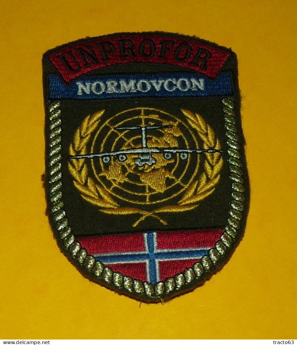 ECUSSON TISSU DE L'ARMEE DE L'AIR DE LA NORVEGE , UNPROFOR , NORMOVCON   ,BON ETAT VOIR PHOTOS . POUR TOUT RENSEIGNEMENT - Patches