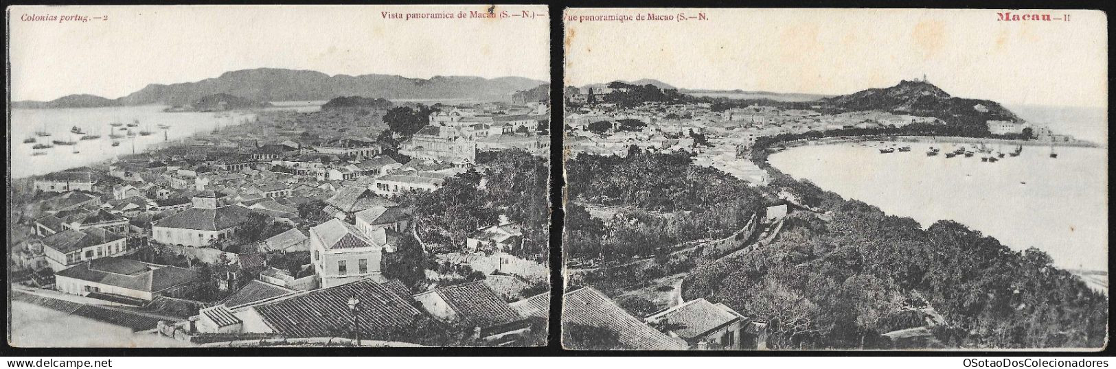 !VERY RARE! Double Postcard Portugal Macau - Macao China Chine - Vista Panoramica De Macau - Coleção Colonial - Macao