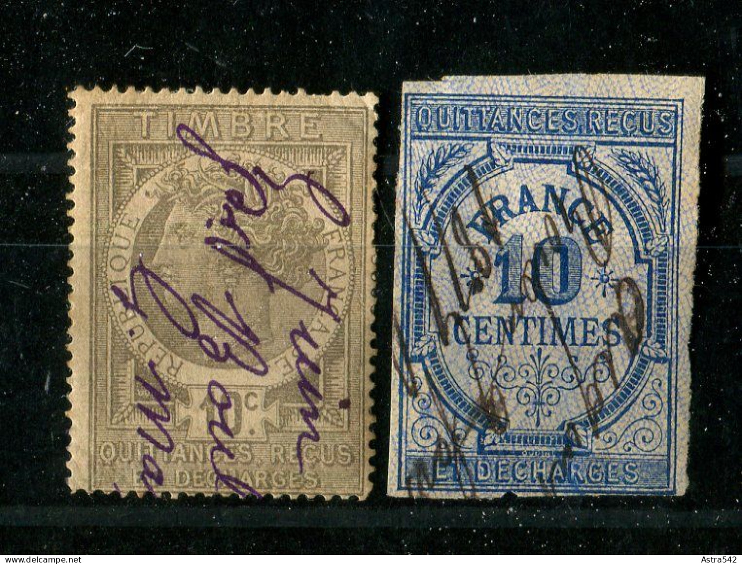 "FRANKREICH" 2 Aeltere Stempelmarken, Je Hs. Entwertung (19077) - Used