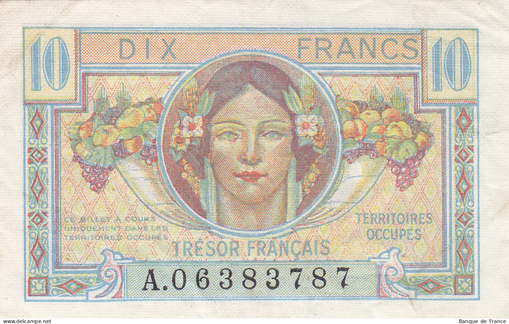 Billet 10 F Trésor Français 1947 FAY VF.30.01 N° A.06383787 - 1947 Staatskasse Frankreich