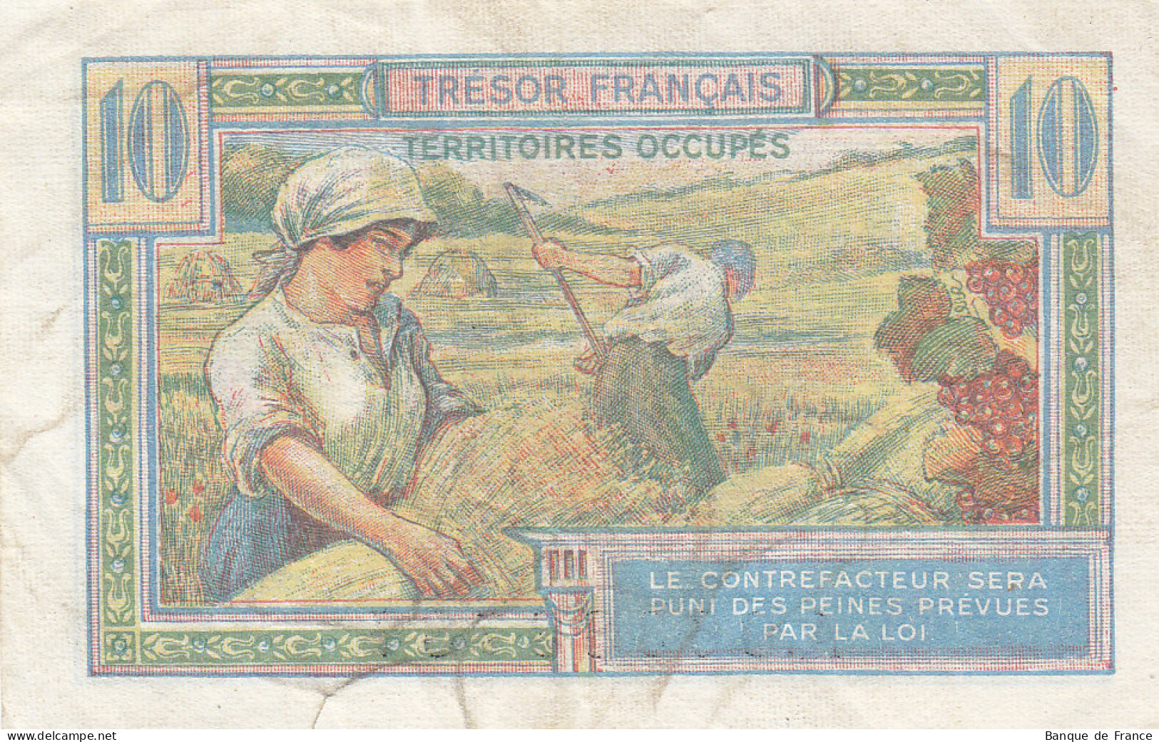 Billet 10 F Trésor Français 1947 FAY VF.30.01 N° A.06383787 - 1947 French Treasury