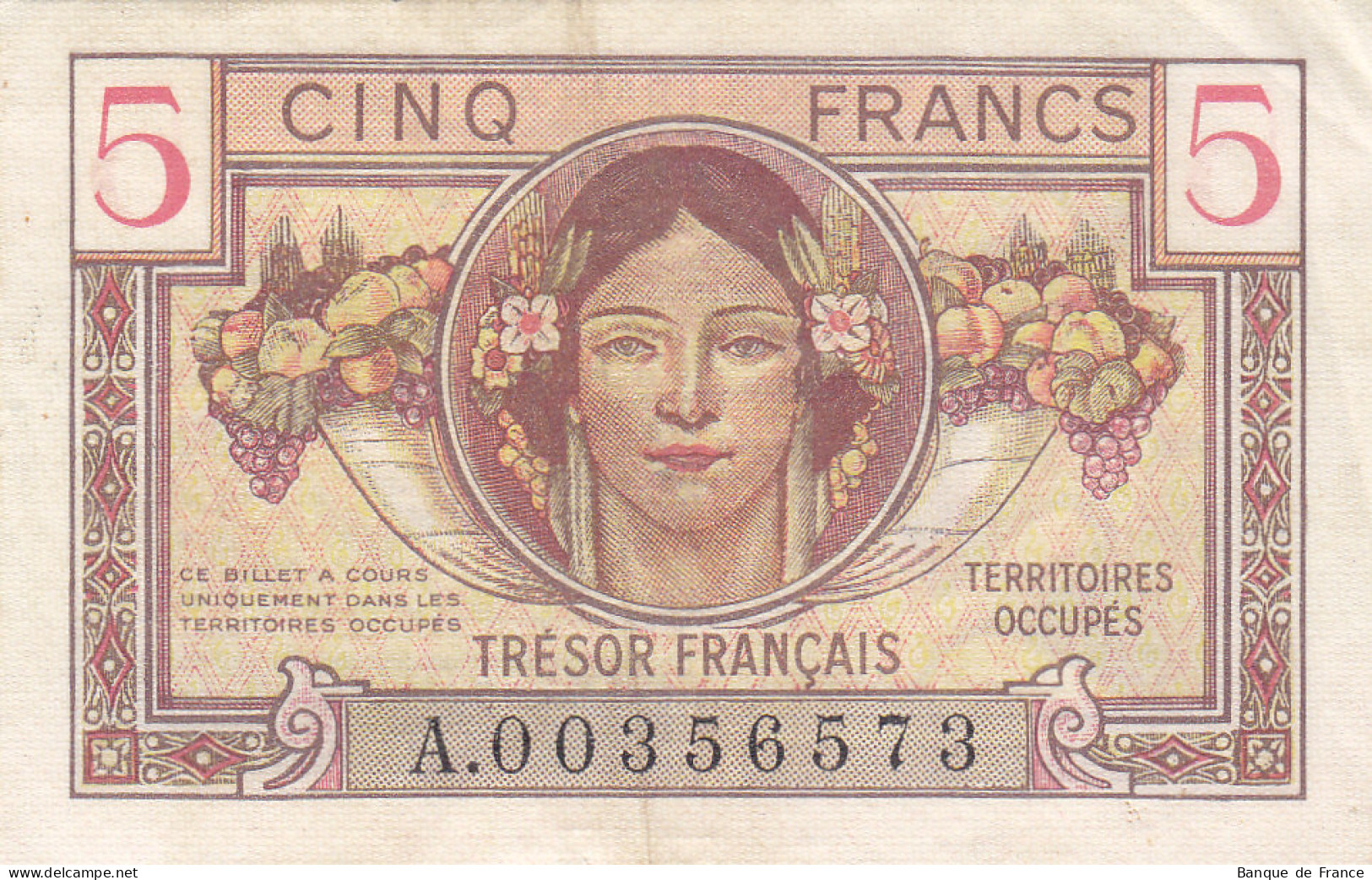 Billet 5 F Trésor Français 1947 FAY VF.29.01 N° A.00356573 - 1947 Staatskasse Frankreich