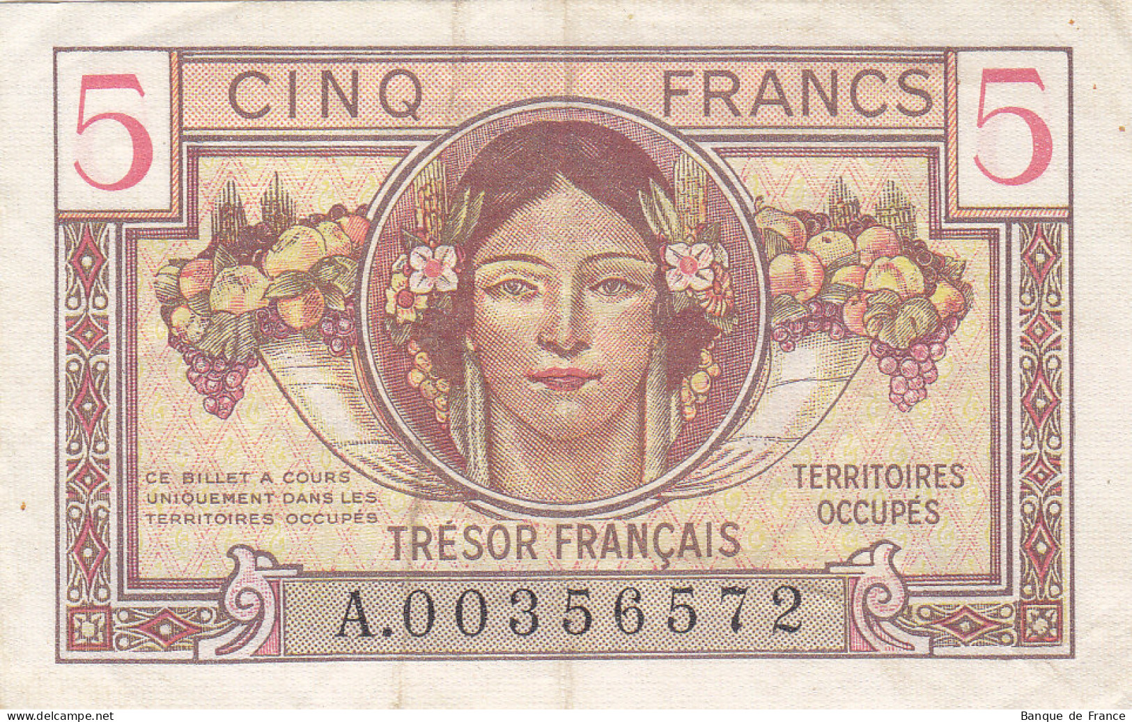 Billet 5 F Trésor Français 1947 FAY VF.29.01 N° A.00356572 - 1947 Tesoro Francés