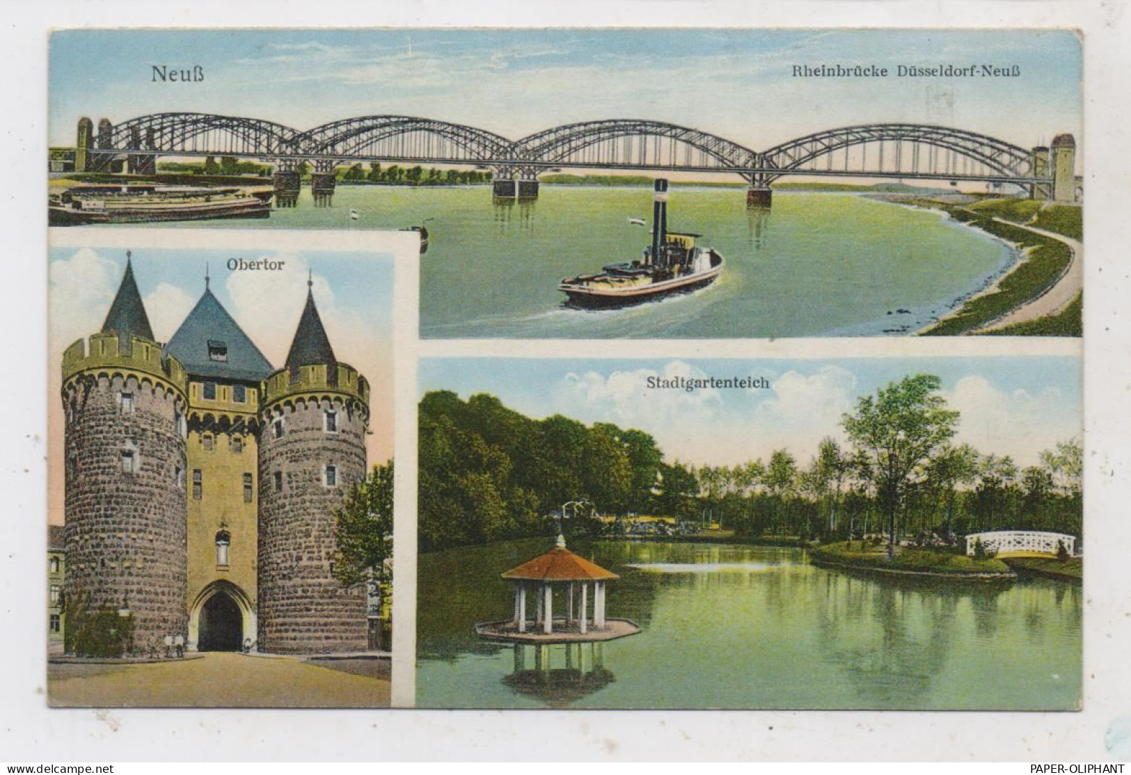 4040 NEUSS, Rheinbrücke Neuß - Düsseldorf, Obertor, Stadtgartenteich, 20er Jahre - Neuss