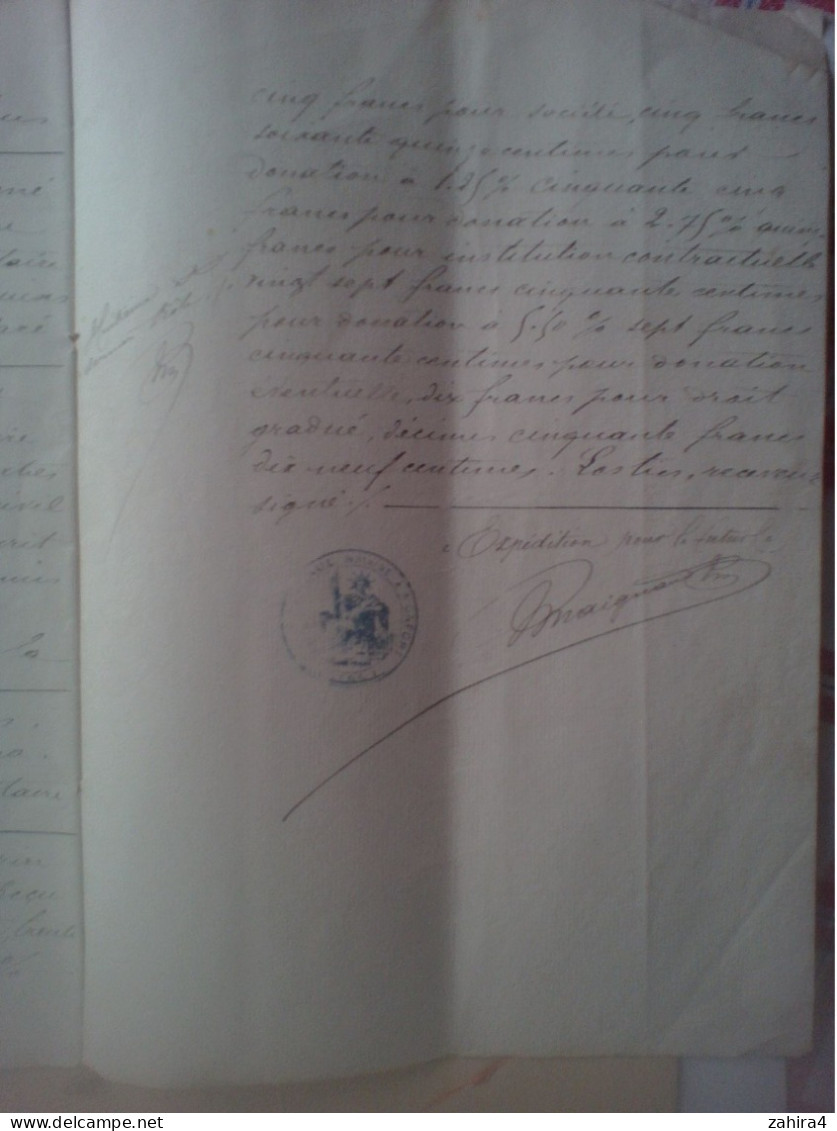 Acte Notaire Mariage 1884 Monfort Gers Mr Jean-Maurice Servancultivateur à Bayonnette Melle Pomès Claire Bayonnette Gers - Manuscrits