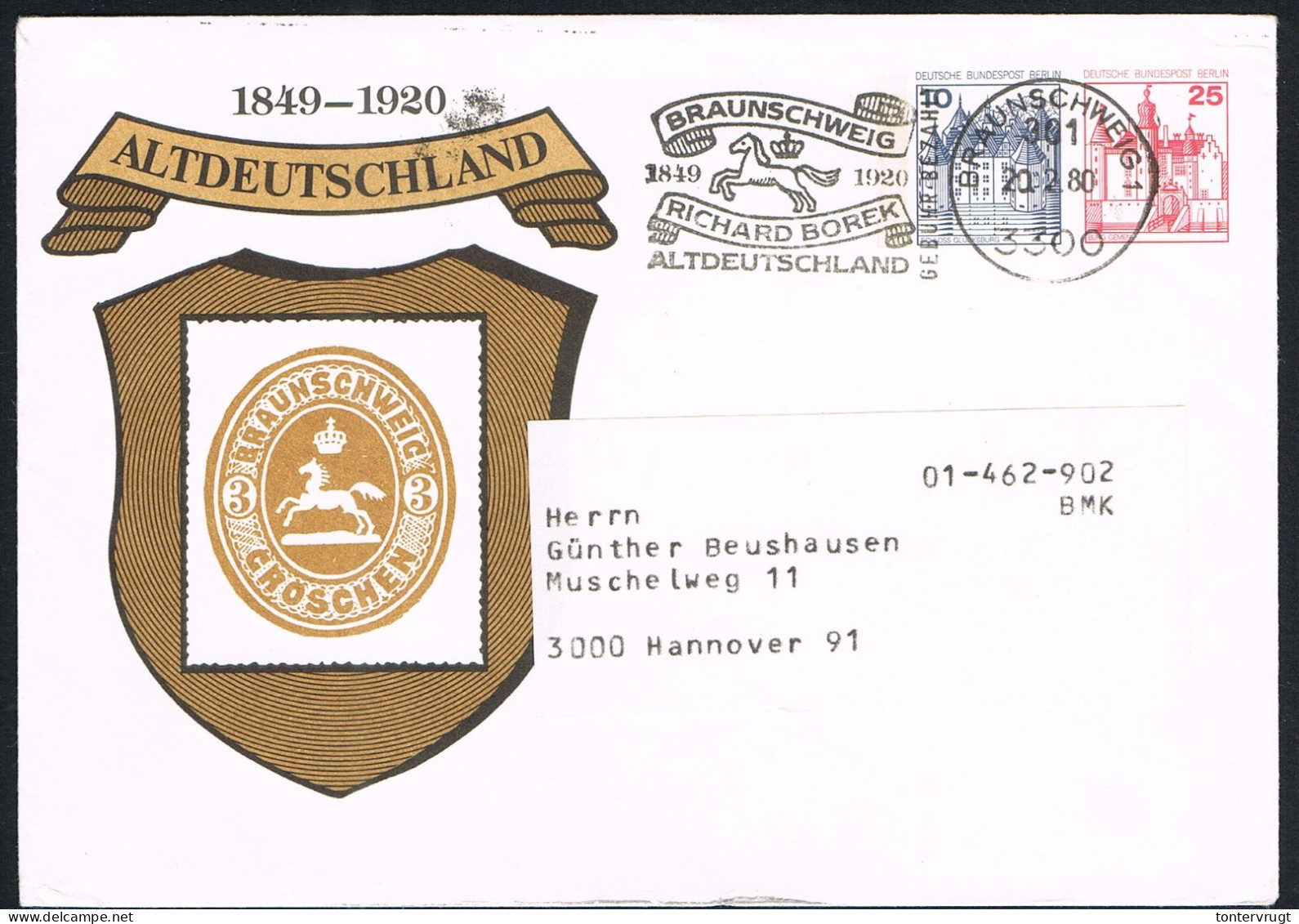 Braunschweig Gebühr Bezahlt 1980.Borek - Privé Briefomslagen - Gebruikt