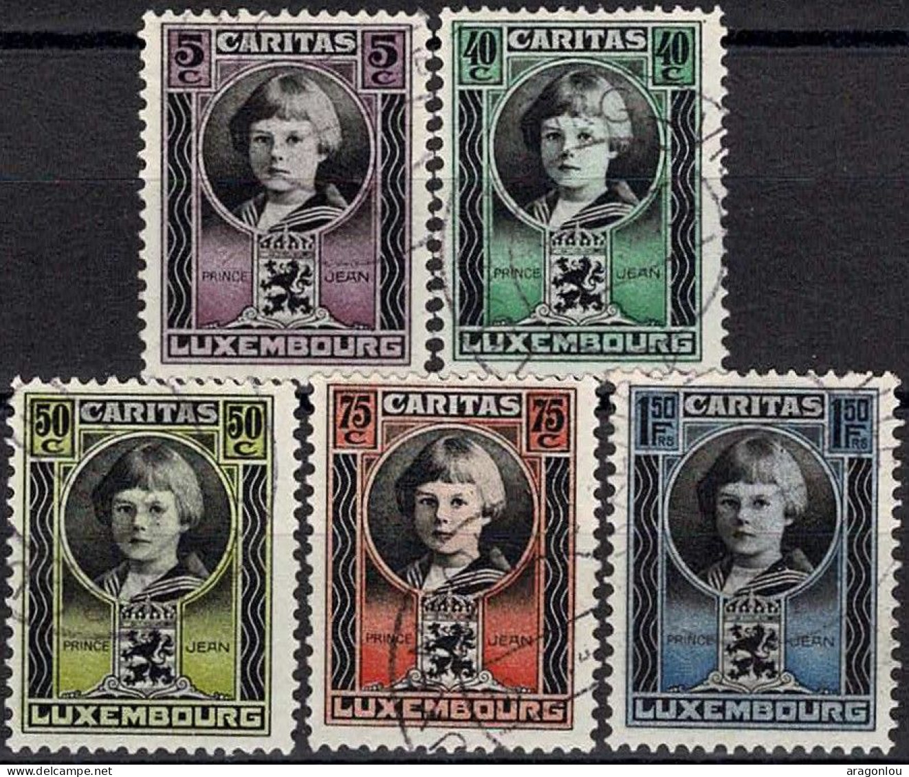 Luxembourg Luxemburg 1926 CARITAS Prince Héréditaire Jean Série Oblitérée Val.cat.25€ - Used Stamps