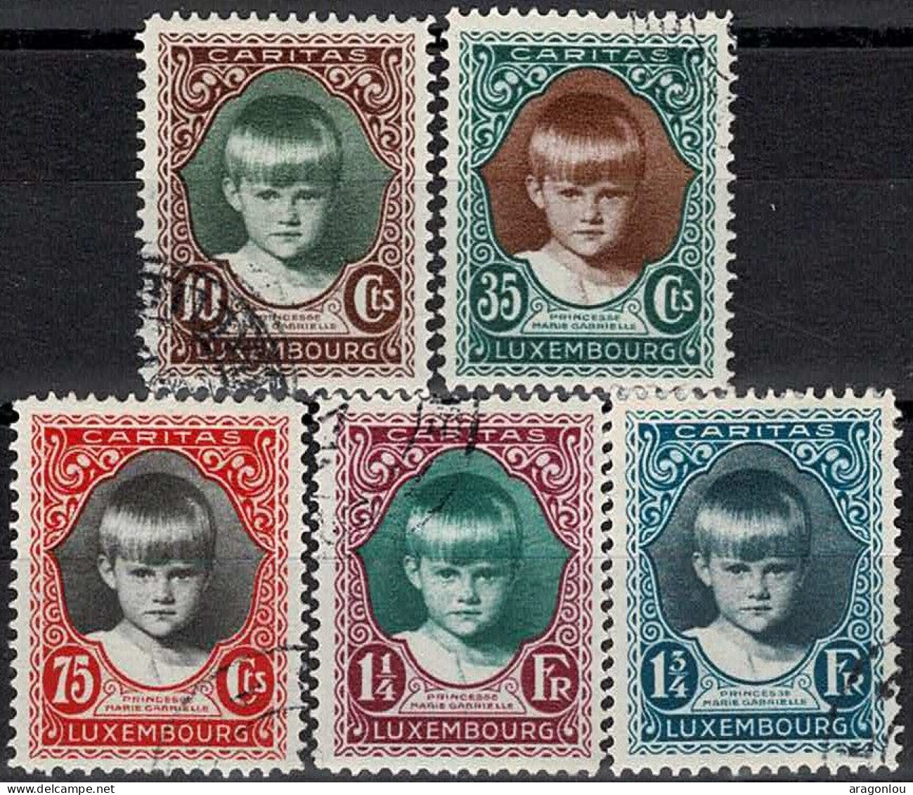 Luxembourg Luxemburg 1929 CARITAS Princesse Marie-Gabrielle Série Oblitérée Val.cat.80€ - Oblitérés