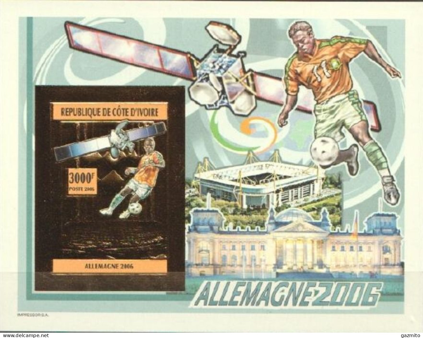 Ivory Coast 2005, Football World Cup, Space, Berlin, BF GOLD IMPERFORATED - 2006 – Germany