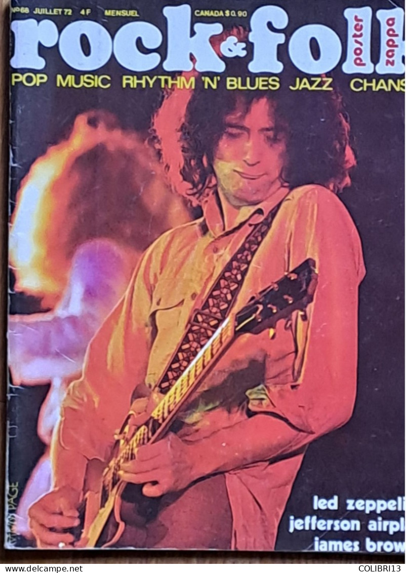 ROCK & FOLK N°66 Juillet 72 92 Pages Page Centrale LED ZEPPELIN Poster MOTHER OF INVENTION ZAPPA - Muziek