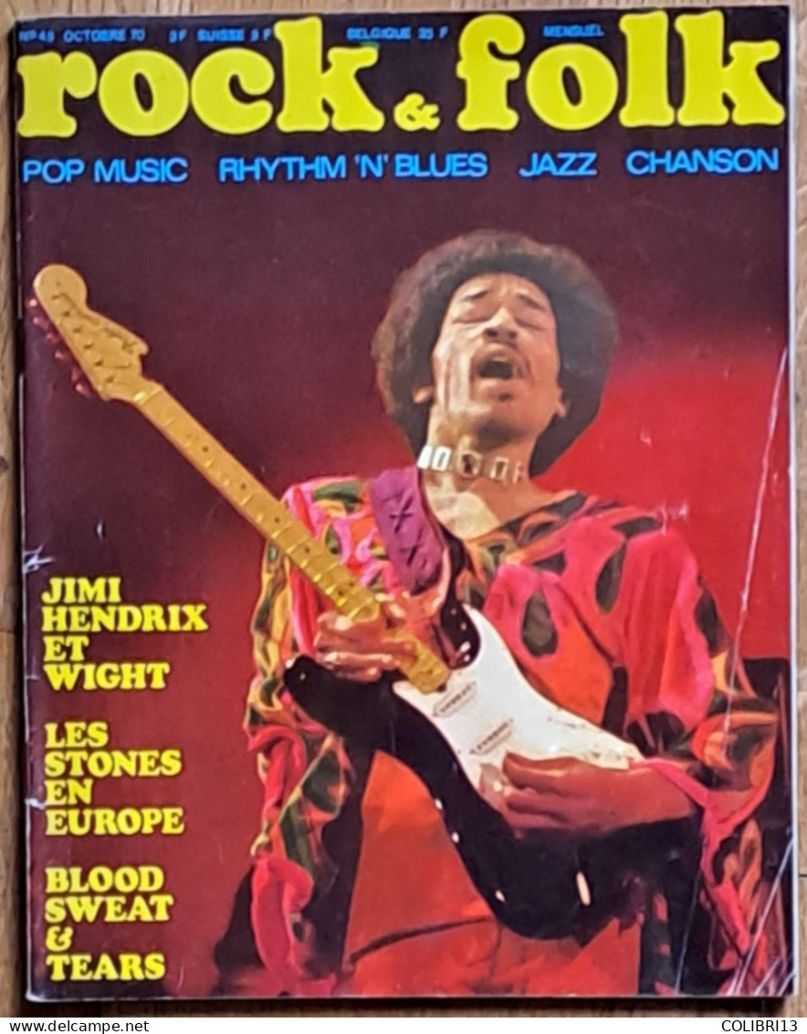 ROCK & FOLK N° 45 Oct 1970 100 Pages Page Centrale JIMMY HENDRIX Festival île De WIGHT STONES - Musik