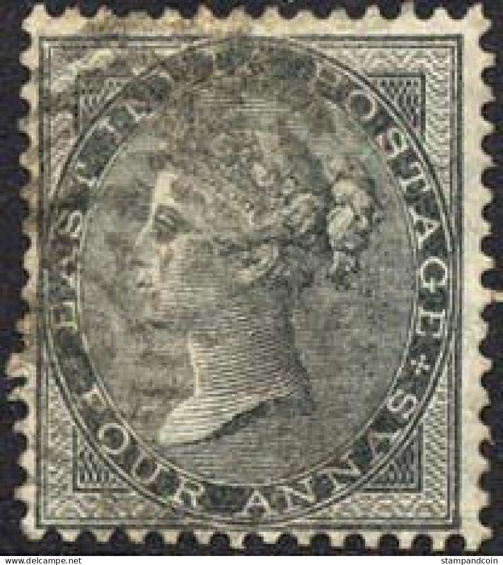 India #16 (SG #46) Used 4a Black Victoria From 1855 - 1854 Britse Indische Compagnie