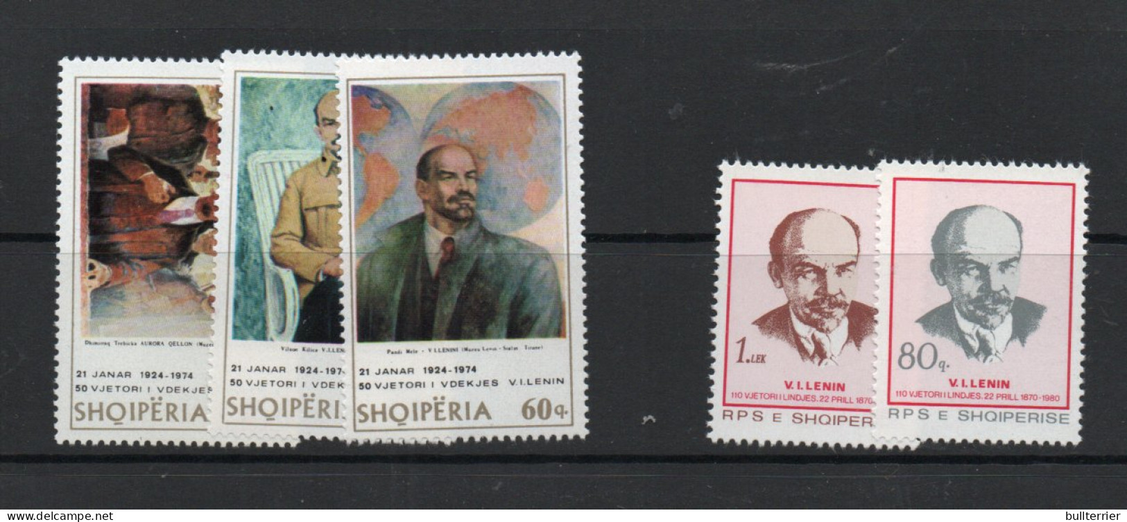 LENIN -  ALBANIA -  1974 - LENIN SET OF 3 + 1980 SET OF 2 MINT NEVER HINGED  SG CAT £13.7574 - Lénine