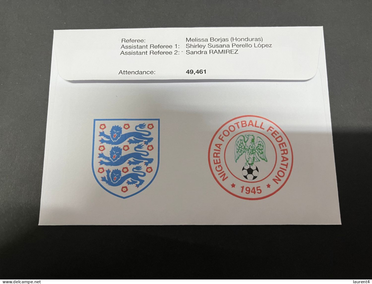 8-8-2023 (1 T 44) FIFA Women's Football World Cup Match 54 (stamp + $ 1.00 Coin) England (0-4) V Nigeria (0-2) - Dollar
