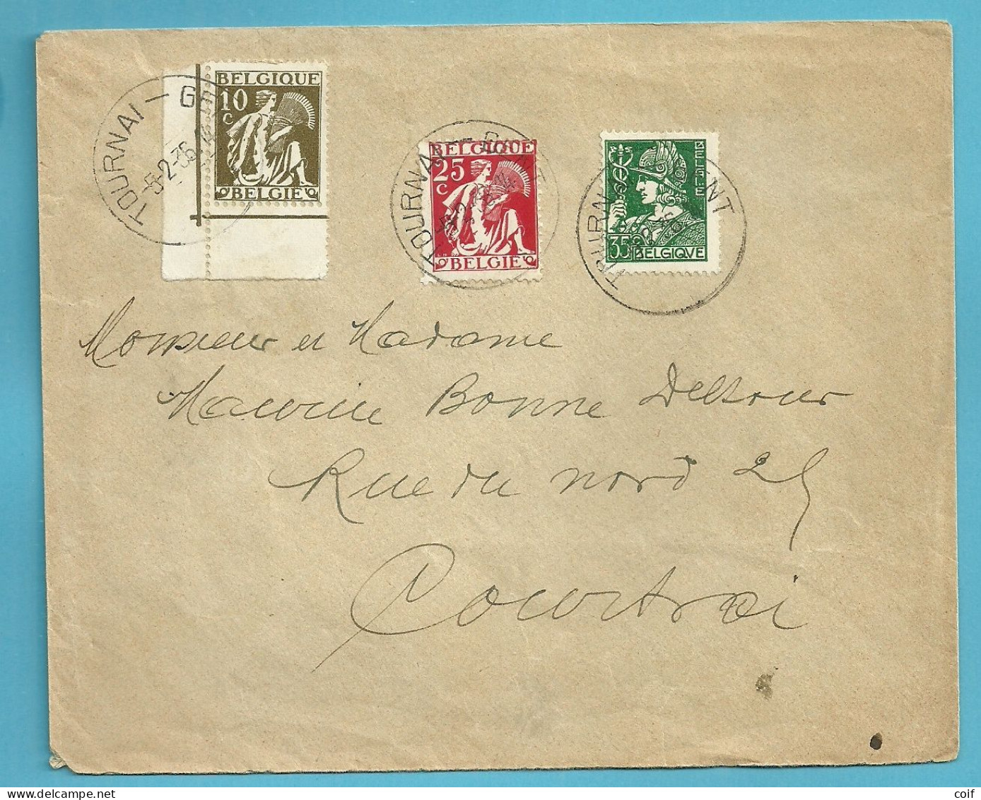 337+339+340 Op Brief Treinstempel (ambulant) TOURNAI-GENT - 1932 Ceres And Mercurius