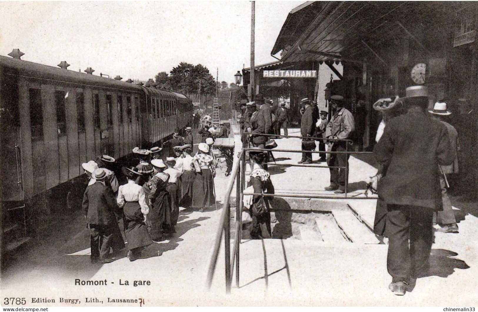 SUISSE ROMONT LA GARE TRÈS BELLE ANIMATION  REIMPRESSION DE CARTE ANCIENNE COLLECTION E.B. 1970 - Romont