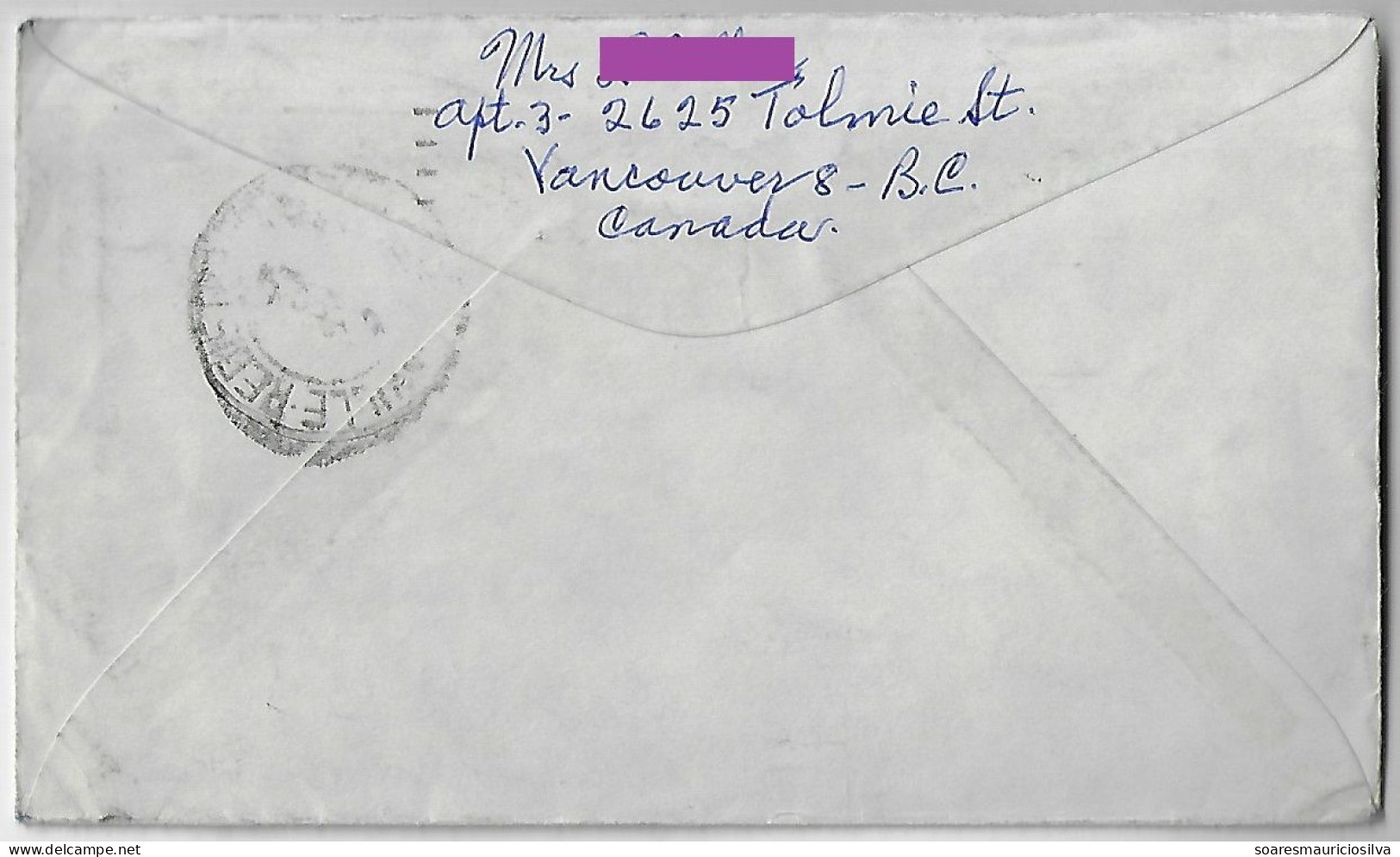 Canada 1964 Airmail Cover Sent From Vancouver To Joinville Brazil 2 Stamp - Briefe U. Dokumente