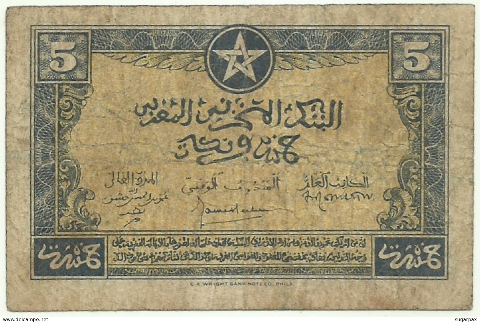 Morocco - 5 Francs - 1.3.1944 - Pick 24.b - Banque D' Etat Du Maroc - Marrocos - Marokko