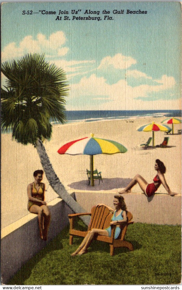 Florida St Petersburg Beach "Come Join Us" 1950 Curteich - St Petersburg