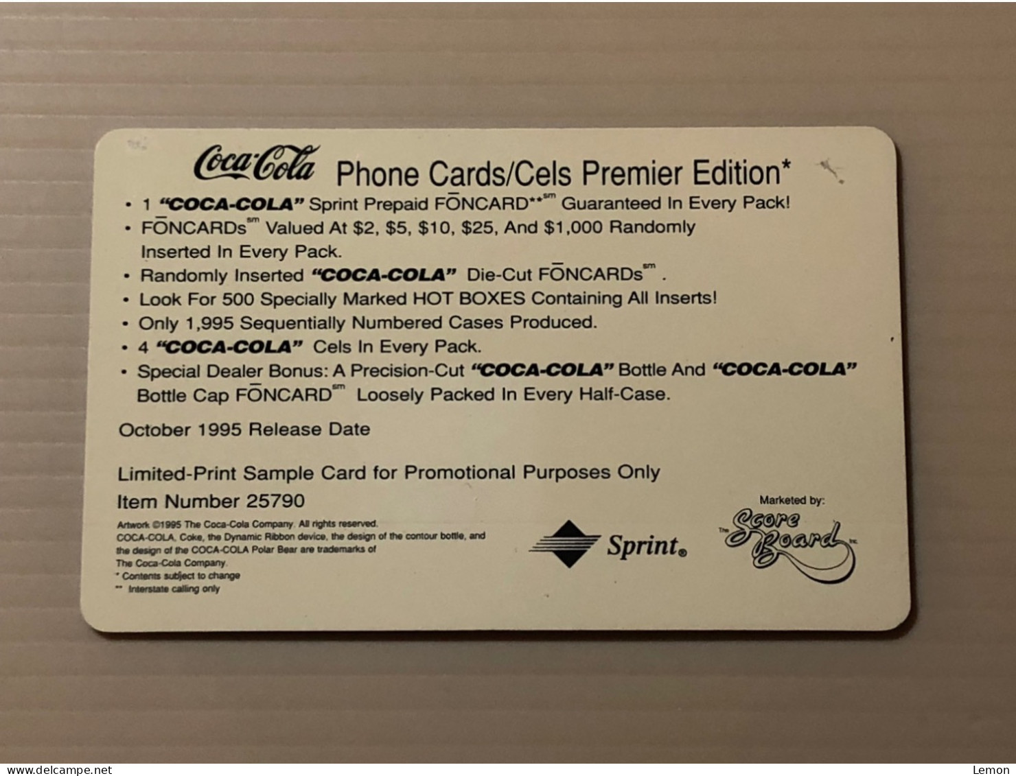 Mint USA UNITED STATES America Prepaid Telecard Phonecard, COCA COLA BEAR 25 DOLLARS SAMPLE CARD, Set Of 1 Mint Card - Collections