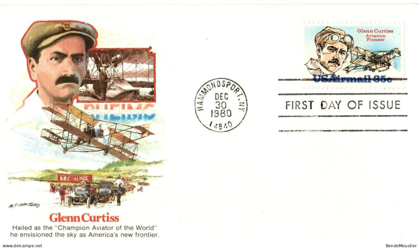 (R19b) USA FDI - Glenn Curtis - Champion Aviator Of The World - HammonSport NY 1980. - 3c. 1961-... Lettres