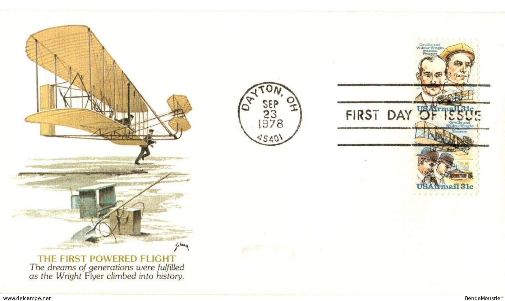 (R19a) USA FDI - The First Powered Flight - Orville And Wilbur Wright - Dayton OH 1978. - 3c. 1961-... Storia Postale