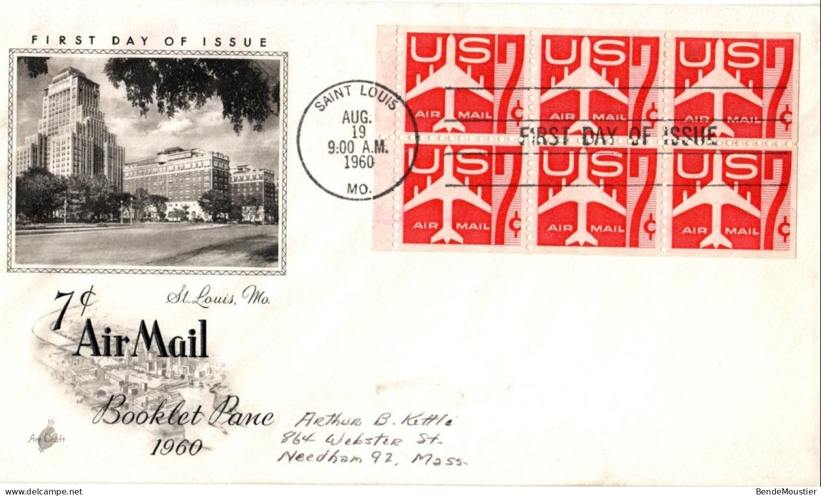 (R20) USA FDI - Booklet Lane - 7c Air Mail - Saint Louis MO - 1960. - 2c. 1941-1960 Covers