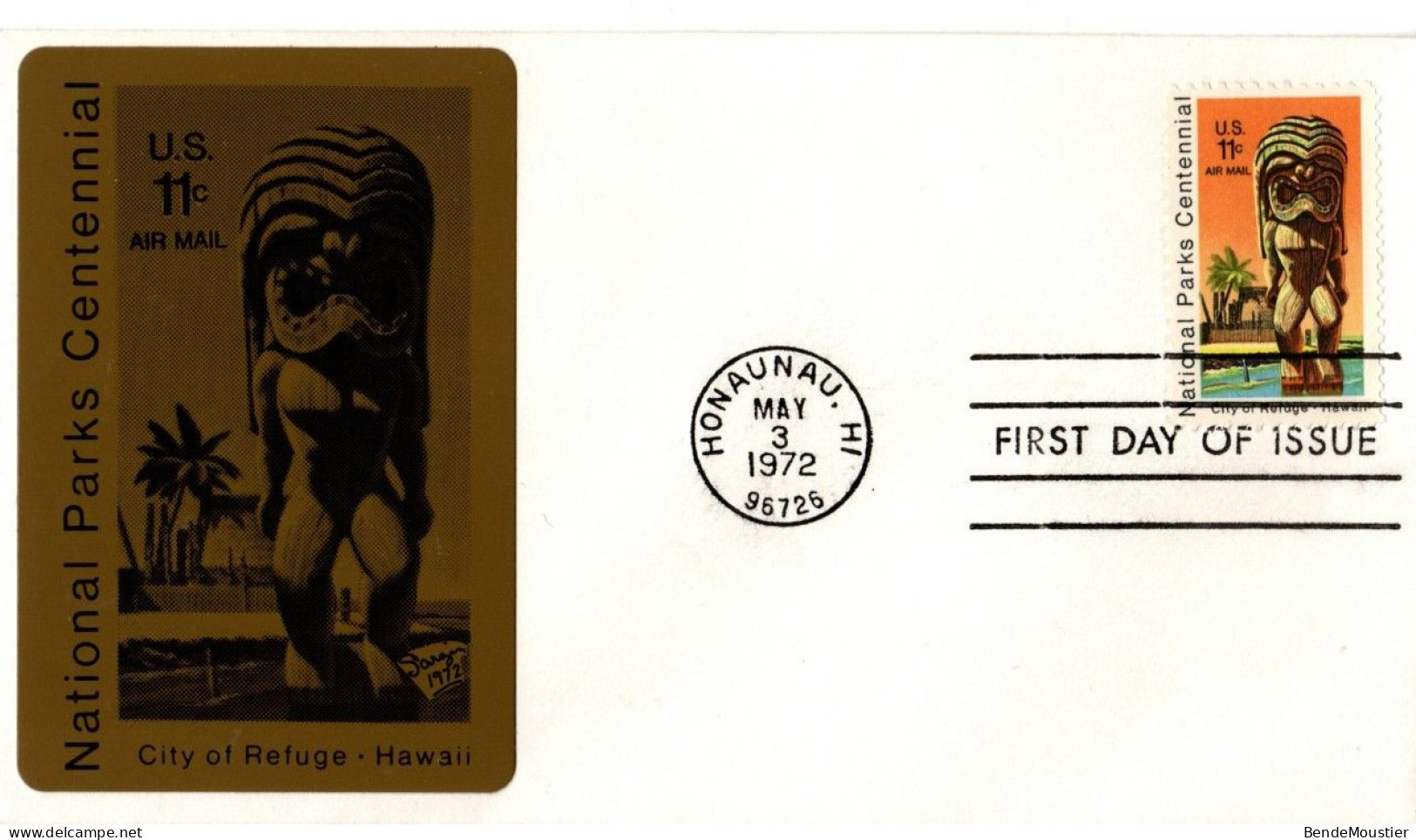 (R20) USA  FDI - National Parks Centennial - US 11c Air Mail - City Of Refuge - Honaunau - Hawaii 1972. - 3c. 1961-... Covers