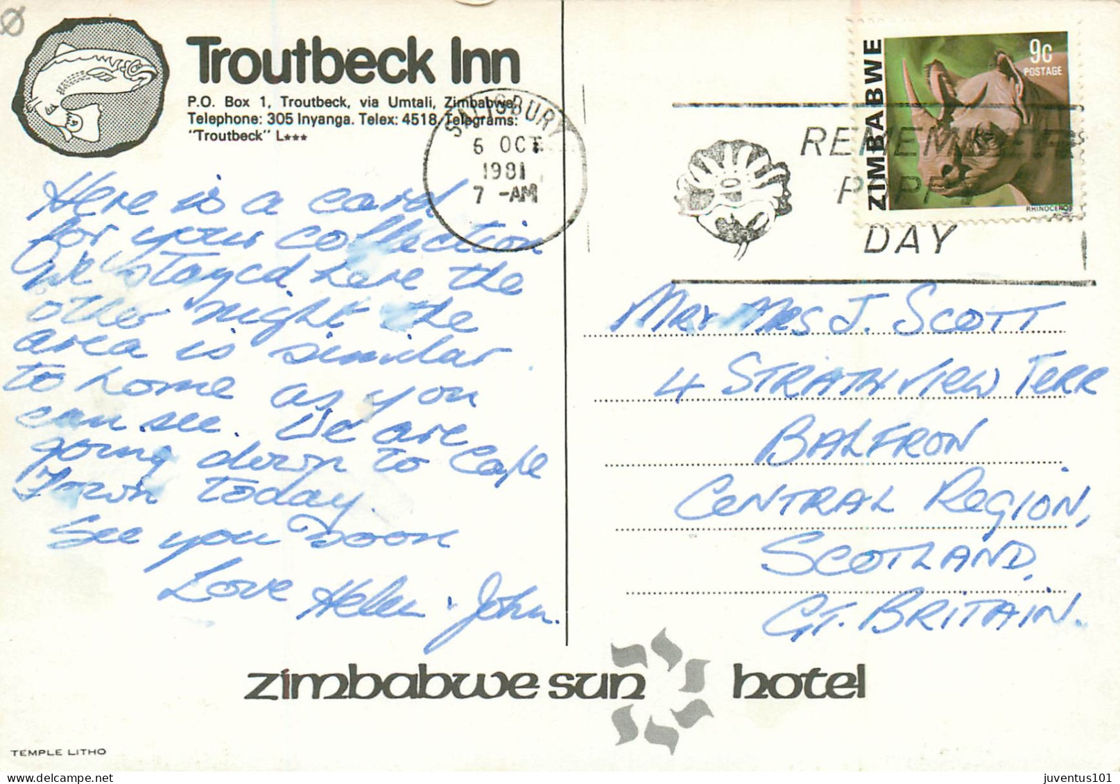 CPSM Zimbabwe-Troutbeck Inn-Beau Timbre    L2334 - Simbabwe