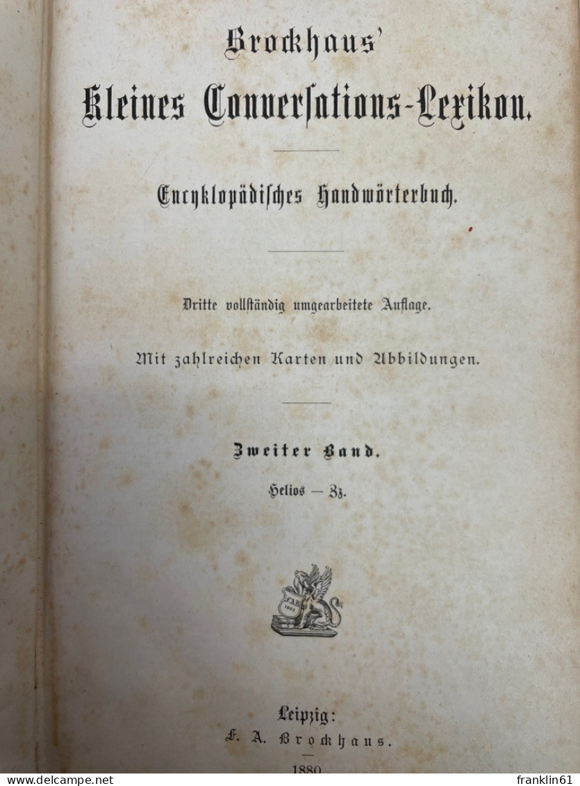 Brockhaus Kleines Conversations-Lexikon. Band 1 Und 2 KOMPLETT. - Lexiques