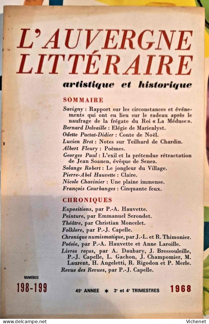 L'Auvergne Littéraire Artistique Et Historique - 198-199 - 1968 - Auvergne
