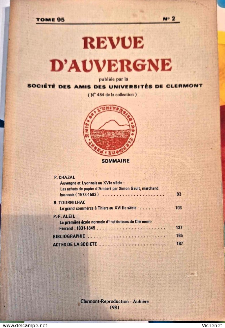 Revue D'Auvergne - Tome 95, N°2 (n° 484 De La Collection) - 1981 - Auvergne