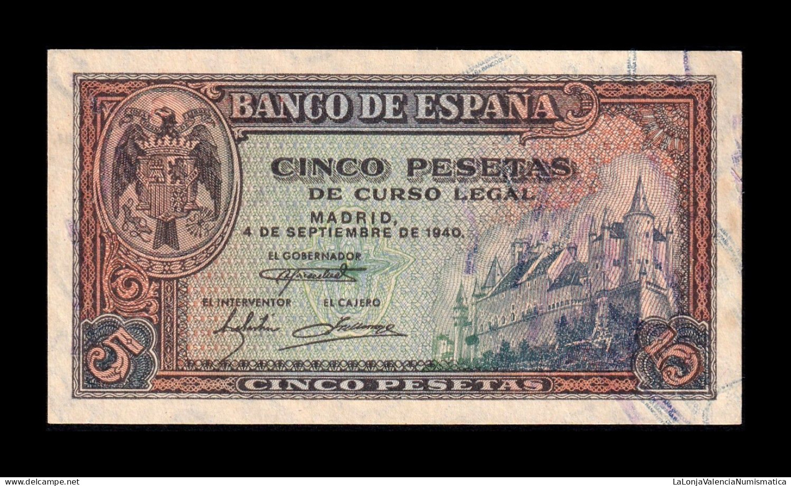 España Spain 5 Pesetas 1940 Pick 123 Serie J Sc Unc - 5 Peseten